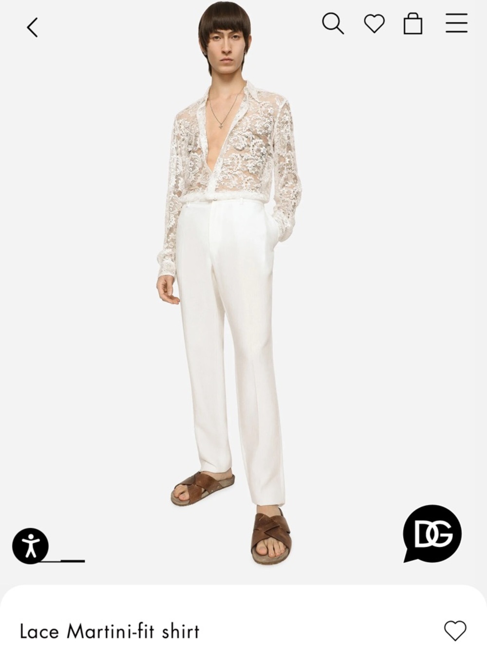 Dolce & Gabbana White Floral “Lace Martini-Fit” Button-Up Shirt - Picture 9 of 10